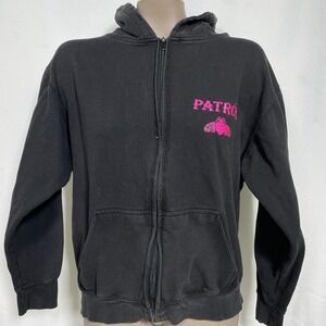 Patron Tequila Pink Bee Fleece Black Zip Up Hoodie Sweatshirt Women's MEDIUM